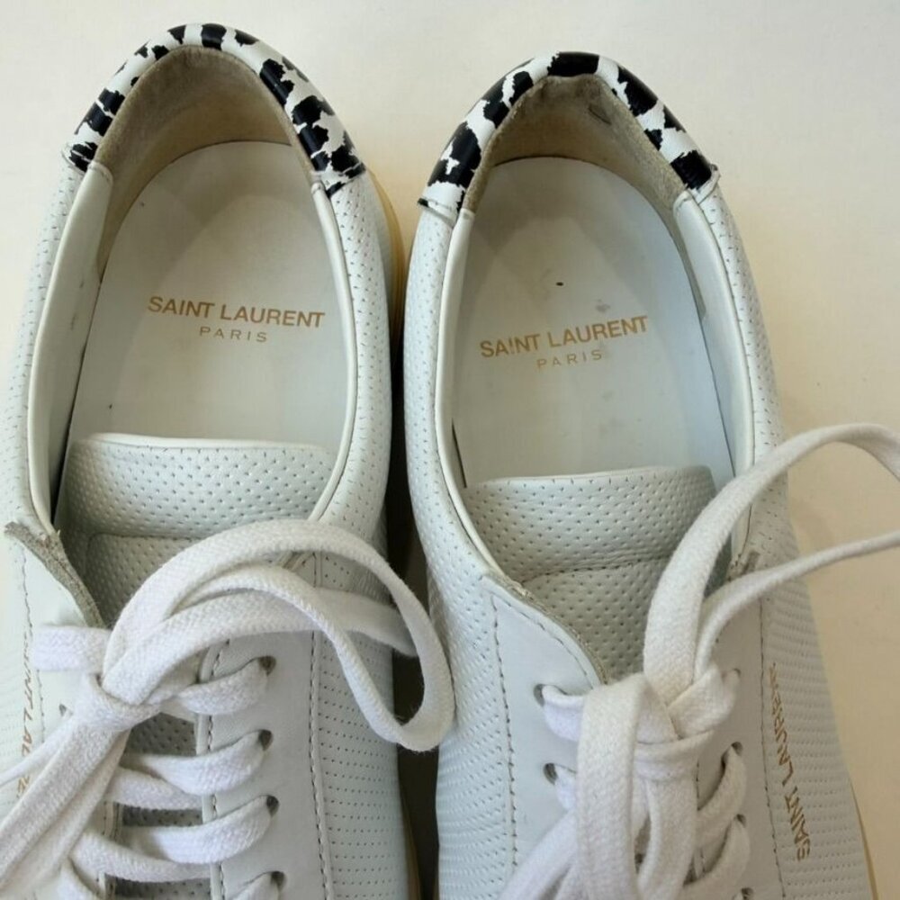 Saint Laurent Low-Top Lace-Up Sneakers White Women’s Size 37 - Picture 6 of 14
